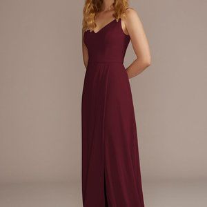 chiffon spaghetti strap bridesmaid dress